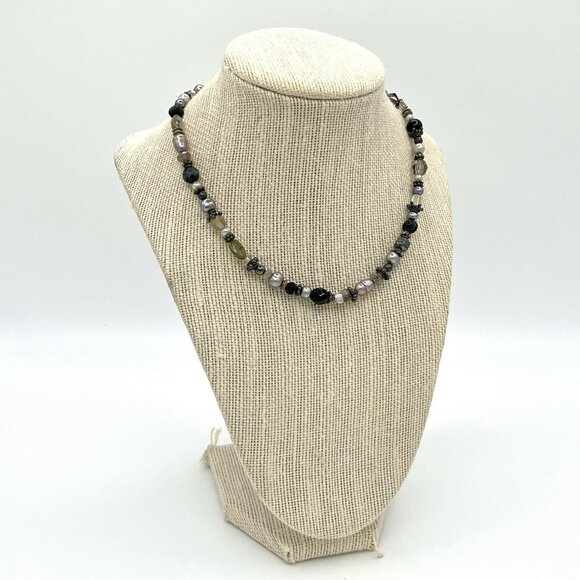 Artisan Sterling Silver 925 Beaded Necklace Freshwater Pearl, Gemstone, Glass - Picture 4 of 8